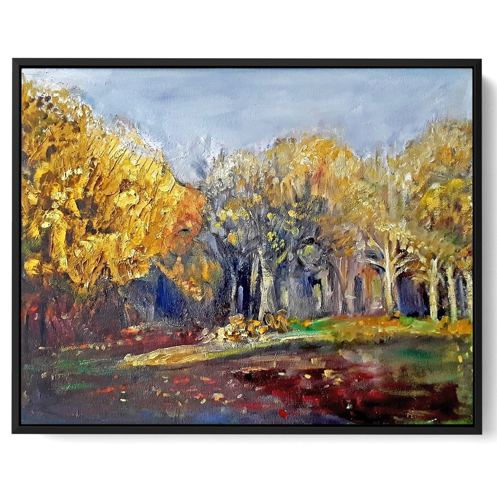 'Woods Before the Leaves Fell' Pam Wakefield Black Framed Canvas Artwork