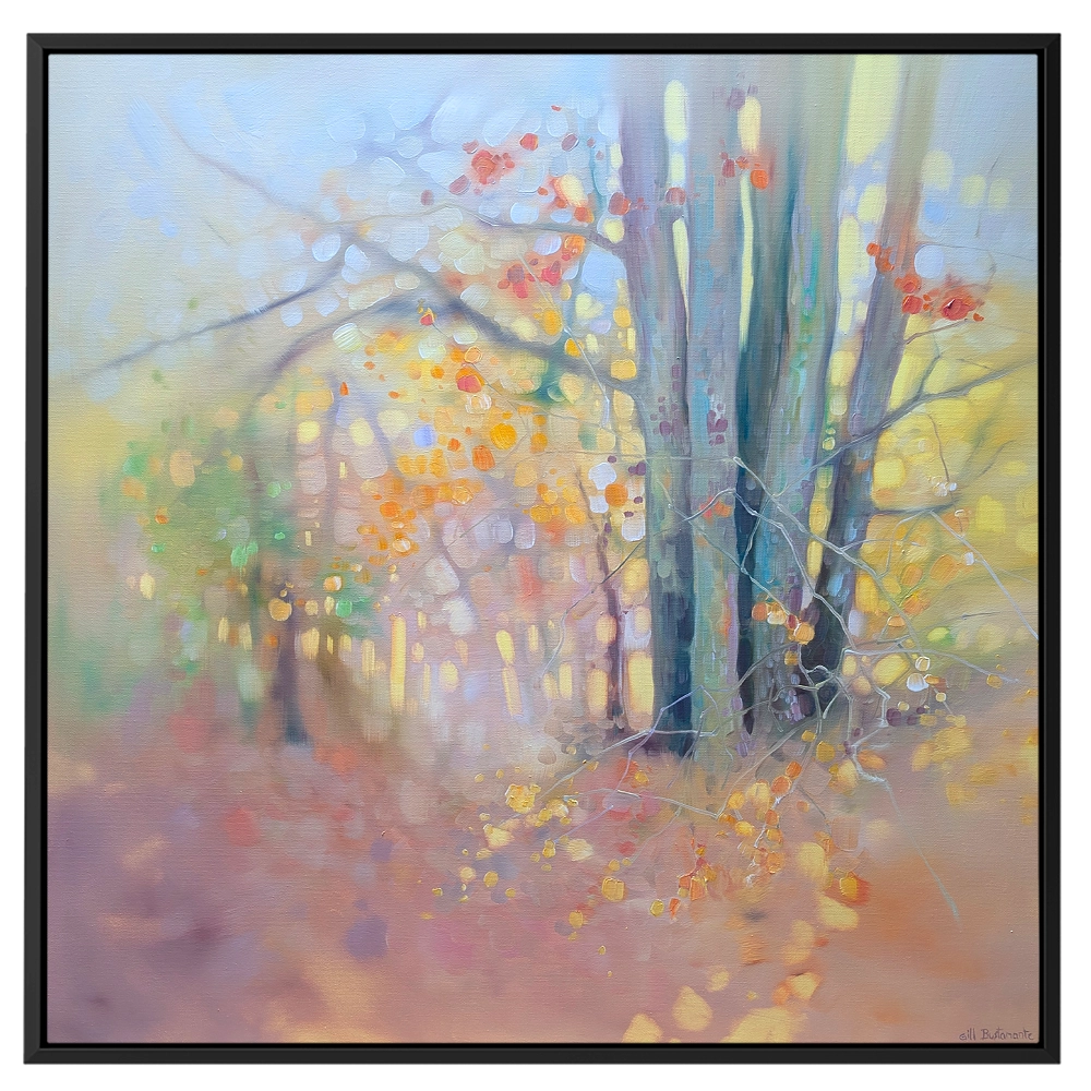 'Ashdown Forest Path', Gill Bustamante. Black framed canvas art.