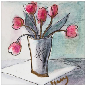 'Six Pink Tulips', Mary Rudkin.